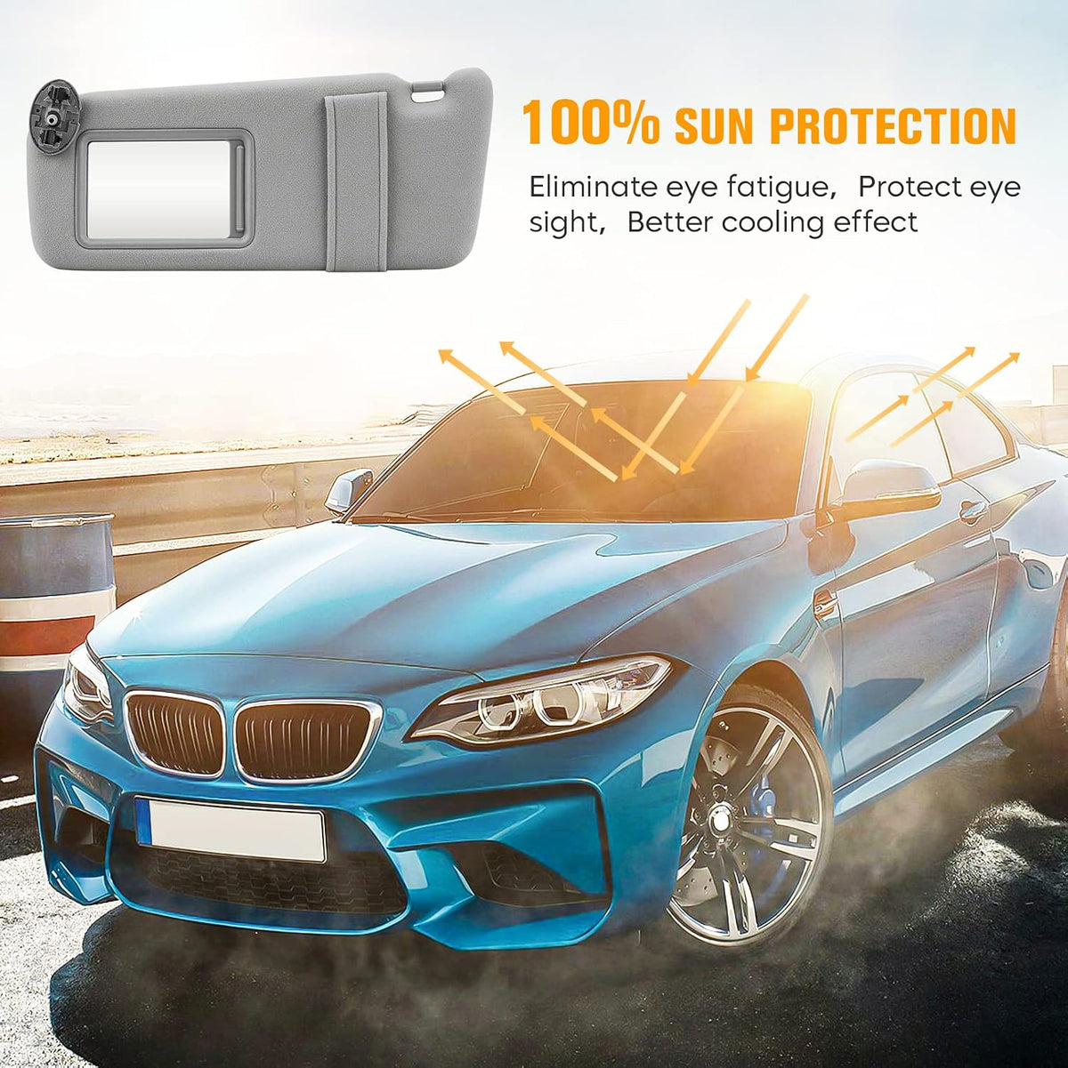 Left Driver Side Sun Visor Gray Without Sunroof for Toyota Camry 2007 2008 2009 2010 2011, Replace for 74320-06780-B0, 74320-33B81-B0
