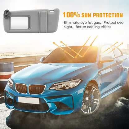 Left Driver Side Sun Visor Gray Without Sunroof for Toyota Camry 2007 2008 2009 2010 2011, Replace for 74320-06780-B0, 74320-33B81-B0