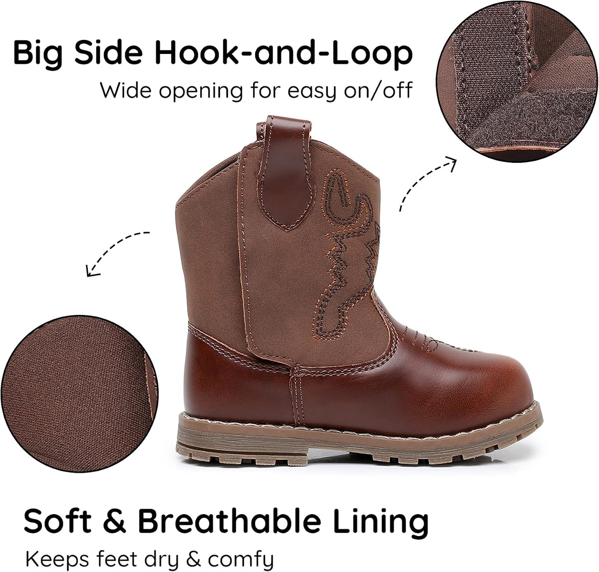 Apakowa Baby & Toddler Cowboy Boots for Boys Girls Infant Baby Cowboy Cowgirl Western Boots Round Toe All Seasons 6-36 Months (Infant/Toddler)