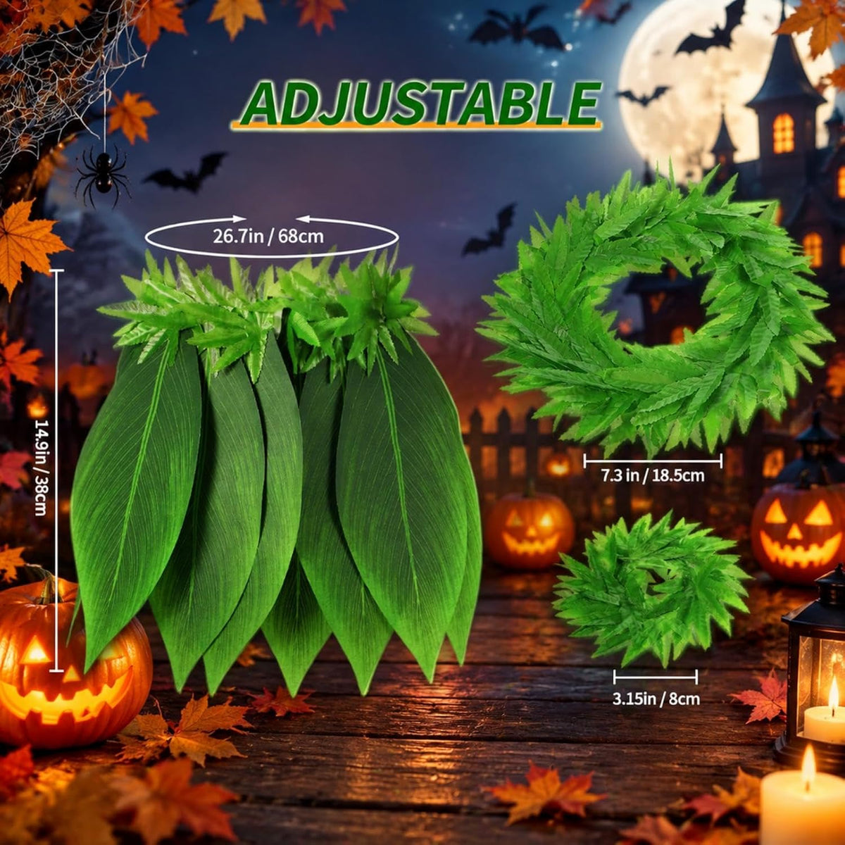 Skylety 1 Set Hawaiian Grass Leaf Skirt Tropical Hula Luau Party Decor For Adult Women Jungle Theme Costume Halloween Dress Outfits