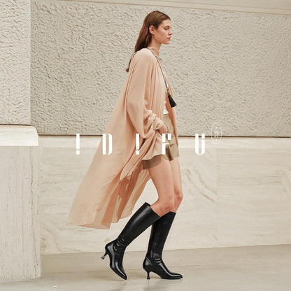 IDIFU Women's IN3 Knee High Tall Boots Pointed Toe Low Kitten Heel Long Fall Boot Side Zipper for Women Ladies Dress Dressy Fashion Small Heeled Boots