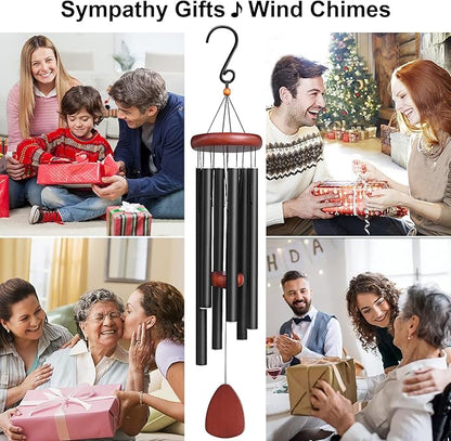 Large Aluminium Wind Chimes Outside, Soothing Melodic Wind Chime, Suitable Outdoor Garden Patio Decor, Gift for Mom Women Neighbors (36 Inches Black)