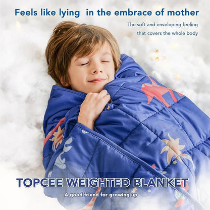 Topcee Weighted Blanket (5lbs 36"x48") Heavy Weighted Blanket Cooling Blanket for Sleeping Perfect for 40-60 lbs,Throw Size Breathable Blanket with Premium Glass Bead