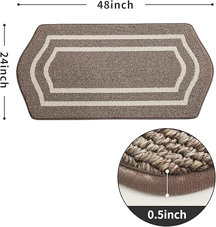COSY HOMEER Long Kitchen Floor Mats for in Front of Sink Super Absorbent Kitchen Rugs and Mats 24"x48" Non-Skid Kitchen Mat Standing Mat Washable,Polypropylene,Brown,Frame