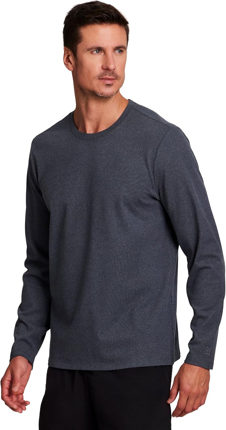 Avalanche Men's Fleece Base Layer Top, Crewneck Fleece Shirt for Men Long Sleeve Hiking Pullover Tee