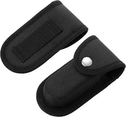 Nylon Pocket Knife Sheath, 4'' Multitool Pouch, Folding Knife Belt Sheath with Snap Closure and Vertical Carry Belt Loop, Multitool Case for Outdoor or Daily Use, Medium Size