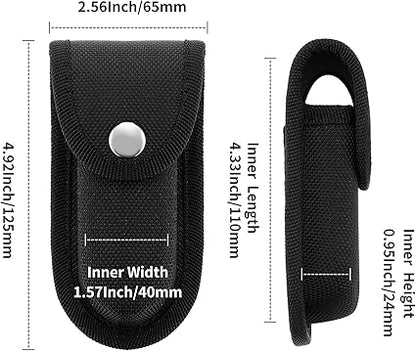 Nylon Pocket Knife Sheath, 4'' Multitool Pouch, Folding Knife Belt Sheath with Snap Closure and Vertical Carry Belt Loop, Multitool Case for Outdoor or Daily Use, Medium Size