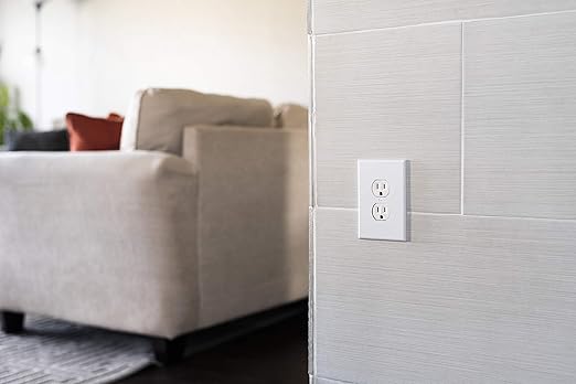 GE UltraPro Duplex Heavy-Duty Receptacle, White, Wall Outlet, Reinforced Yoke, Self-grounding Clip, 3 Prong, Supports 15A, UL Listed, 42157