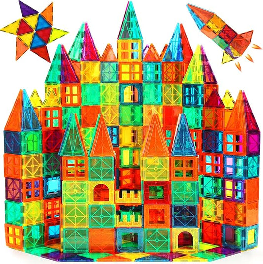 FNJO Magnetic Tiles, 95PCS Magnet Building Set, Magnetic Building Blocks,Construction STEM Learning and Playing Toys for Kids, Montessori Toy for Preschool Boys Girls Toddlers Classroom Must-Haves
