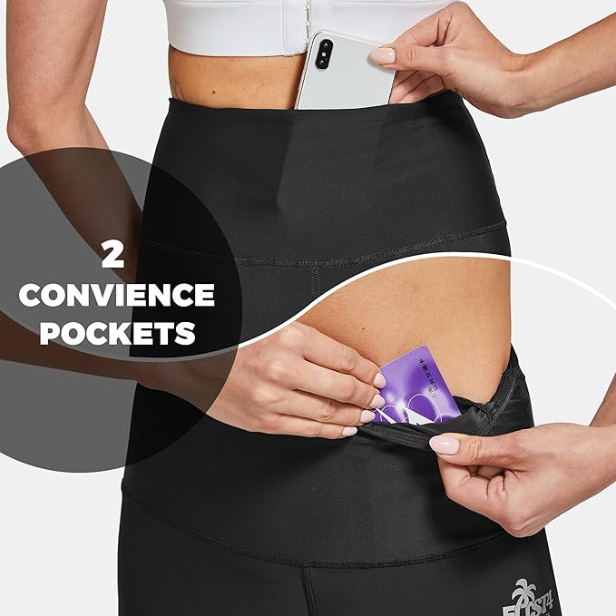 FitsT4 Sports Women's Swimming Leggings UPF 50 High Waisted with Pockets Swim Pants