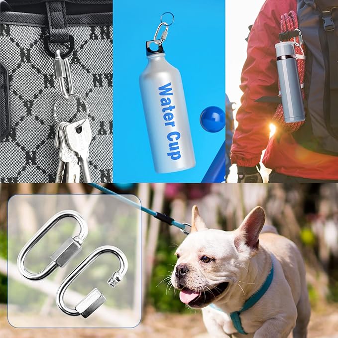 10 Pack 304 Stainless Steel M3.5 Chain Link, 18 Inch D Shape Locking Quick Chain Repair Links Pets Keychain for Outdoor Traveling Equipment
