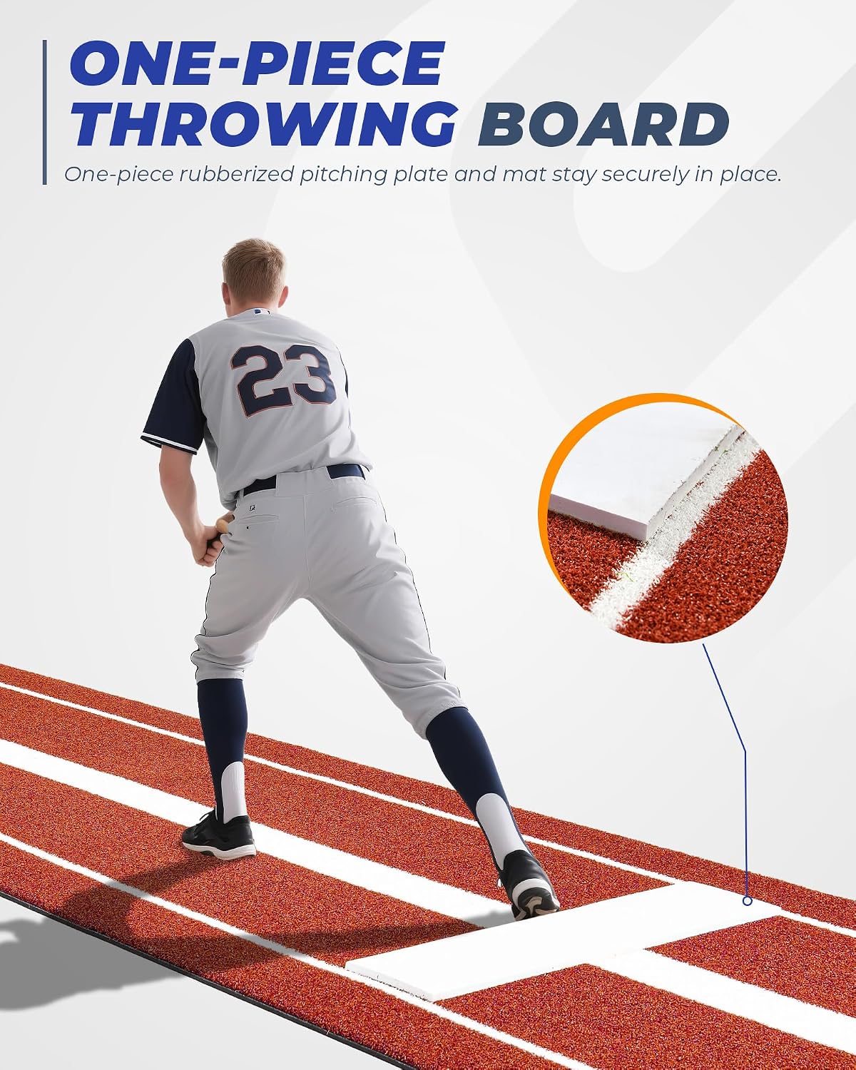 10x3FT Softball Pitching Mat Upgraded Anti-Slip Bottom Fade-Resistant, with Soft Rubber, with Stitched Embroidery Turf for Indoor Outdoor