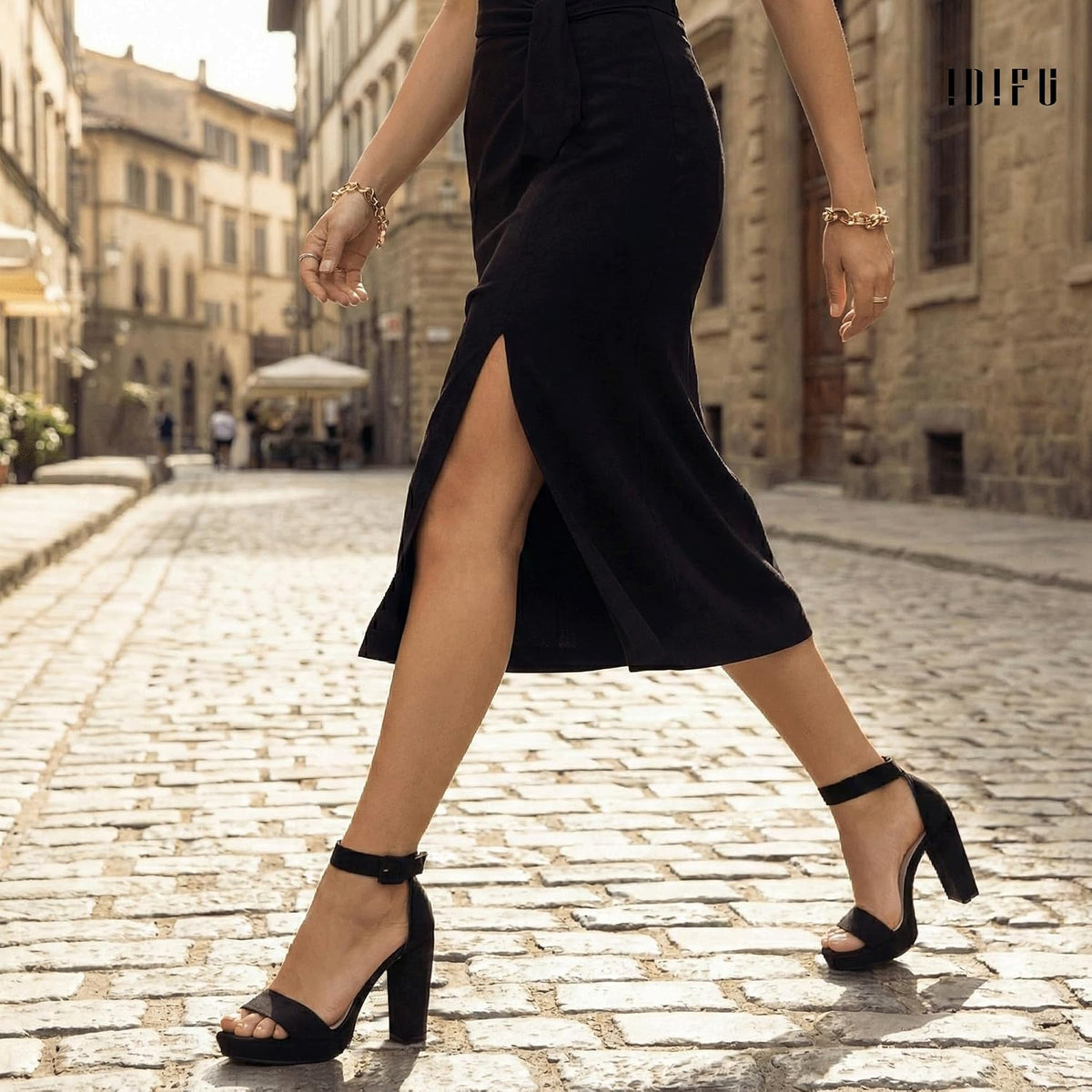 IDIFU Women's IN4 Sabrina Platform Chunky High Heels Ankle Strap Heeled Sandals Wedding Party Dress Shoes