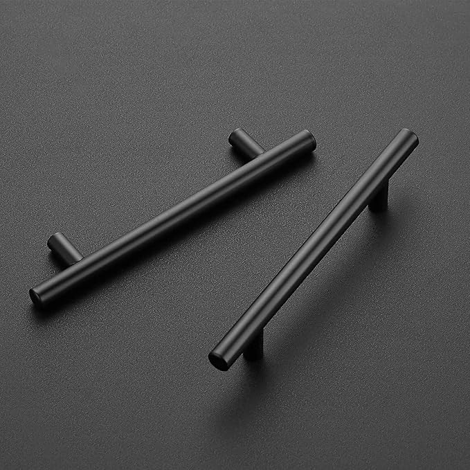 Home Expert 10 Pack 4 Inch Black Cabinet Handles Matte Black Cabinet Pulls Black Dresser Drawer Pulls Stainless Steel Kitchen Cabinet Handles Matte Black 6-38 Inch Overall Length