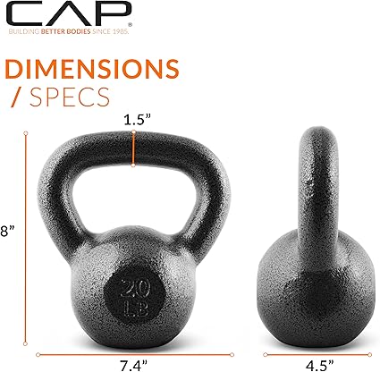 CAP Barbell Black Cast Iron Kettlebell Single or Set  10-80 Lbs
