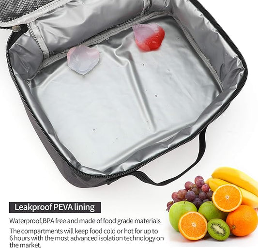 rickyh style Lunch Box with Padded Liner, Spacious Insulated Lunch Bag Durable Thermal Lunch Cooler Pack with Strap for Men Women Boys Girls Adults School Sports Beach Picnic Work Camp,2 Pocket