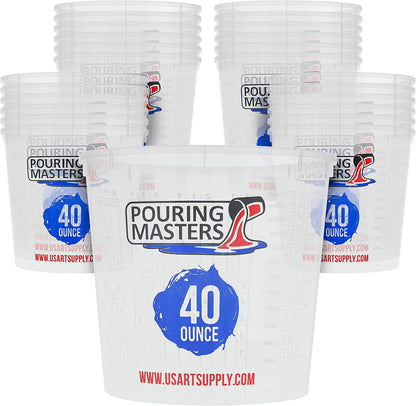 Pouring Masters 40 oz Graduated Plastic Mixing Cups, Box of 10