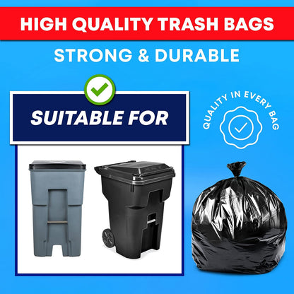 Tasker 95-96 Gallon Trash Bags Heavy Duty (Mega-Value 50/Bags w/Ties) 95-100 Gallon Trash Bags?Black Heavy Duty Trash Bag ?Extra Large Garbage Bags