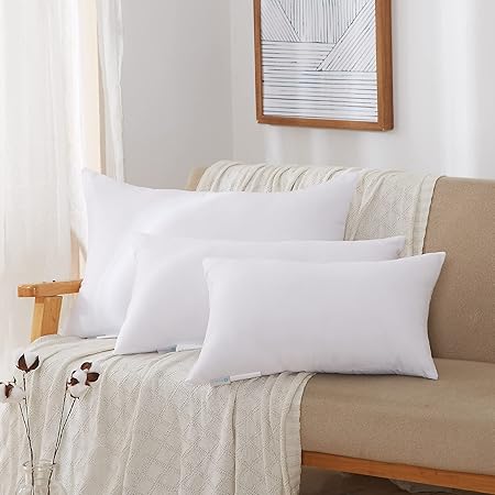 Acanva Throw Pillow Stuffer Inserts Decorative Rectangle Premium Sham Forms Cushion for Sofa Couch Chair, 12x20 Inch (Pack of 1), White