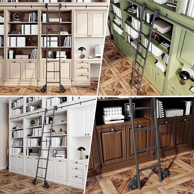 Sliding Barn Door Full Set Hardware Kit (No Ladder), 3.3ft-24ft Rolling Ladder Hardware Library Sliding Ladder Hardware Kit, Mobile Ladder Track for Home(3.3ft100cm Track Kit)