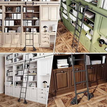 Sliding Barn Door Full Set Hardware Kit (No Ladder), 3.3ft-24ft Rolling Ladder Hardware Library Sliding Ladder Hardware Kit, Mobile Ladder Track for Home(3.3ft100cm Track Kit)