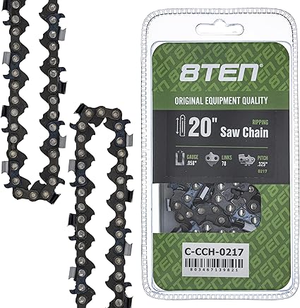 8TEN Ripping Chainsaw Chain 20 Inch .058 .325 78DL for Husqvarna 55 455 460 Rancher 345 Poulan Jonsered