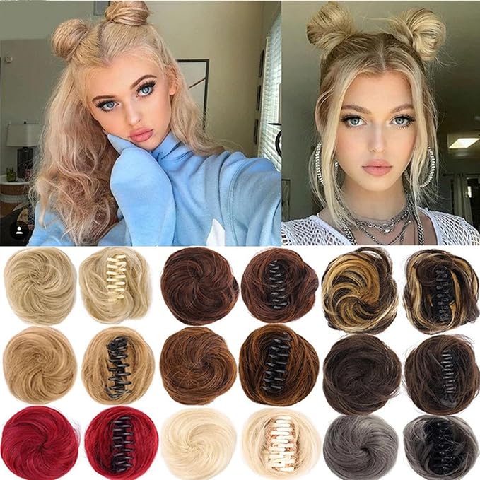 Space Buns Hair Piece 2 Pack, Mini Scrunchie Space Buns, Space Buns Hair Accessories, Space Buns on Short Hair, Space Buns Clips, Mini Space Buns, Hair Pieces for Women (613)