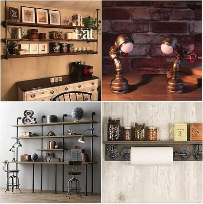 Baby Flower 4 Way Stereo Cross Malleable Iron Pipe Fitting Cast Iron Connector Threaded Pipe Retro Style DIY Table, Chair, Shelf Casting Galvanized Black Trim (1 in)