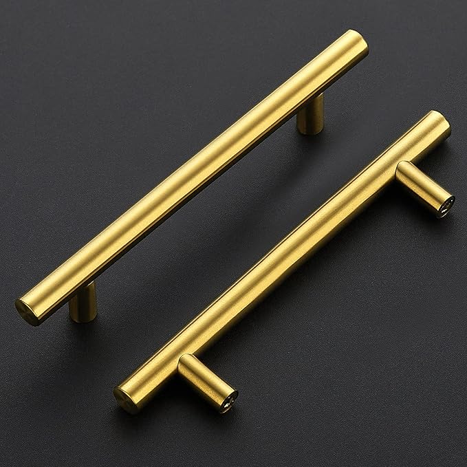 Ravinte Gold Cabinet Handles 5 Pack 5 Inch Cabinet Pulls Brushed Brass Kitchen Cabinet Handles Modern Drawer Pulls Gold Hardware for Kitchen Cabinet
