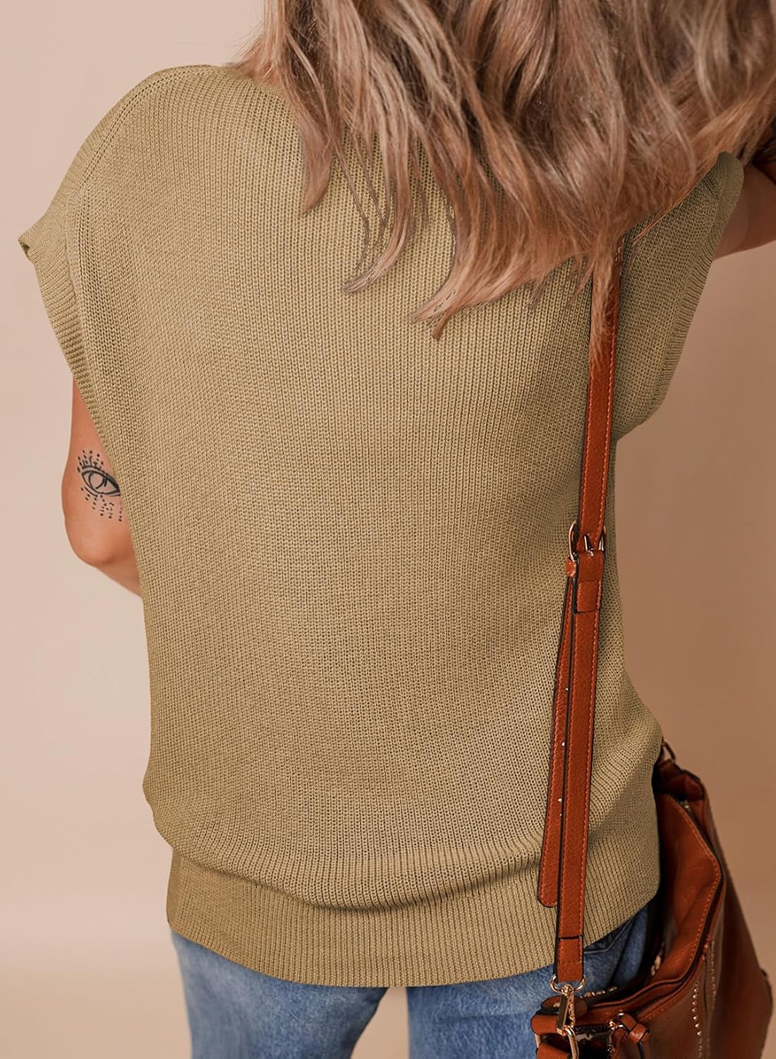 Womens Sweaters Crewneck Short Sleeve Shirts Casual Ribbed Knit Pullover Sweater Loose Tops for Women 2025