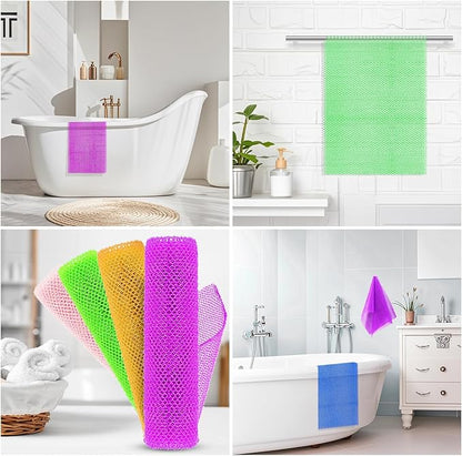 African Net Sponge for Deep Exfoliation  4 Pieces African Net Sponge Authentic, Exfoliating Washcloth, Long-Lasting African Exfoliating Net for Smooth Skin  Cleansing(Purple, Pink, Green, Orange)