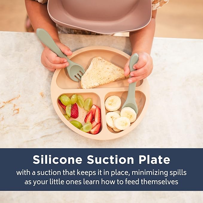 Babeehive Goods - Suction plate Mess-free mealtime Ideal choice for babies and toddlers Food grade materials, BPA free Home and on-the-go use, without