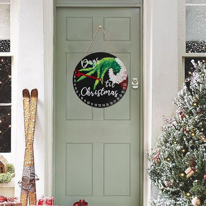 DAZONGE Christmas Wreath Decorations  Christmas Countdown Advent Calendar 2024 for All Ages  12'' Wooden Christmas Welcome Sign with Easel  Christmas Decor