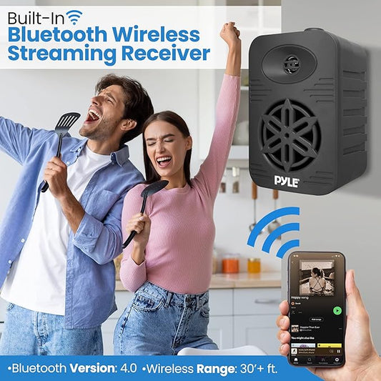 PyleUsa Bluetooth Indoor Outdoor Speakers Pair - 500 Watt Dual Waterproof 5.25 2-Way Full Range Speaker System w 12 High Compliance Polymer Tweeter - Home, Boat,Deck, Patio, Poolside - PDWRBT56BK