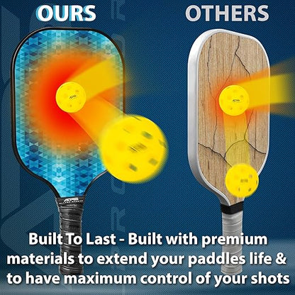 Pickleball Paddles Set of 2 -USAPA Approved with Bag- 2 Outdoor Balls and 2 Indoor Balls - Lightweight -Fiberglass Honeycomb Core - Modern Design- Great Gifts Men & Women