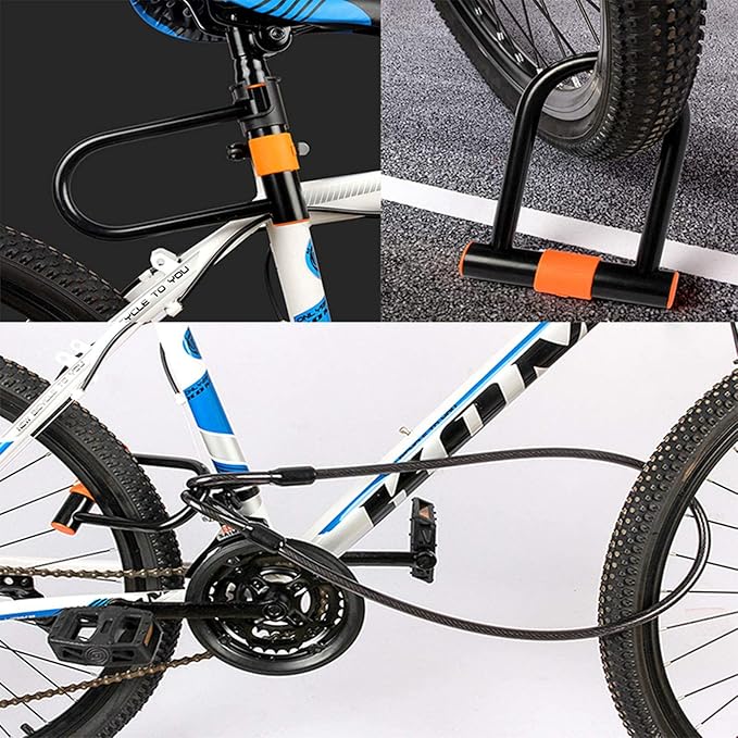 Bike U Lock with Cable Heavy Duty Bike Lock Bicycle U Lock, 14mm Shackle and 3.77ft Length Cable with Mounting Bracket for Bike Motorcycle and More