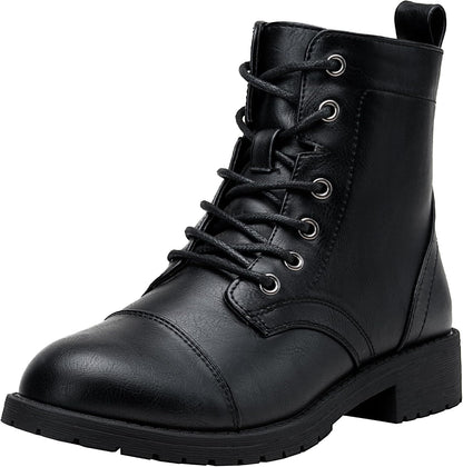 Vepose Women's 910 Ankle Boots Lace up, Flat Fashion Combat Booties Low Heel