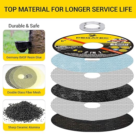 6 inch Cut Off Wheels 50 Packs Ultra Thin Cutting Wheel 6" x116 x78" Angle Grinder Cutting Discs for Metal and Stainless Steel