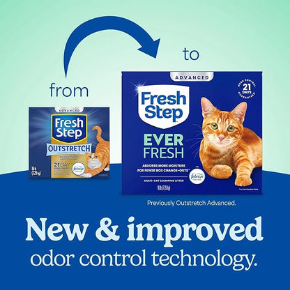 Fresh Step Advanced Ever Fresh Multi Cat Clumping Cat Litter, 16 lb., 2 Pk Ultra Absorbent to Last Longer, Scented with Febreze Freshness, Lowest Dust Formula, Compatible with Most Auto Litter Boxes