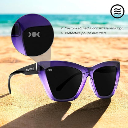 NEVEN Coven Bold Cat Eye Sunglasses - UV Protected Polarized Vintage Sunglasses - Fashionable Cat Eye Techno Glasses