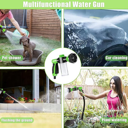 Dog Washing Hose Attachment with Soap & Shampoo Dispenser, 8-Way Spray Modes Dog Wash attachment, Garden Hose Nozzle Sprayer for Watering Plants, Lawn, Patio, Car Wash, Showering Pet Outdoor