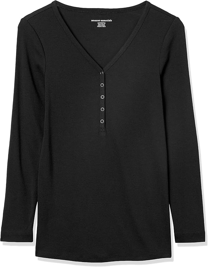 Essentials Women's Maternity Nursing Slim-Fit Henley Shirt