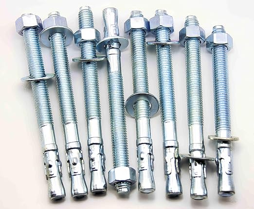 12"x6" Wedge Anchor by Zinced of Heavy-Duty Fastener for Cement and Concrete (8pcs Pack)