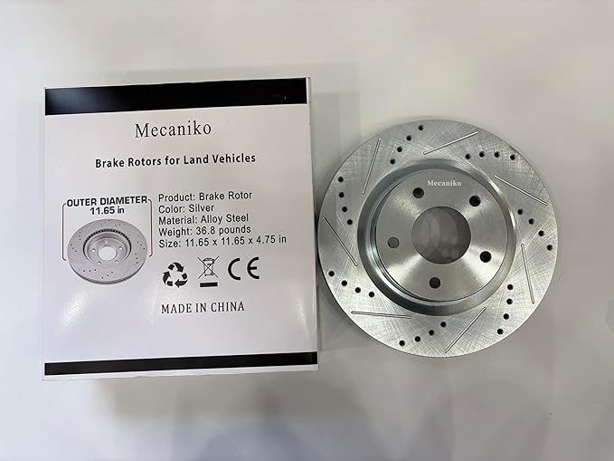 Front 11.10" Drilled and Slotted Brake Rotors Compatible with 1998-2017 Honda Accord, 2002-2004 CR-Z, 2006-2021 Civic, 2003-2011 Element, 2016 CR-V, 06-11 Acura CSX, 14-15 ILX Brakes, 31257