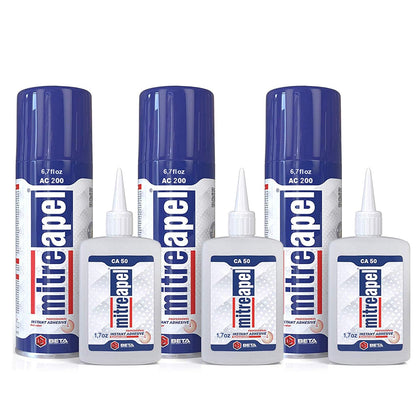 MITREAPEL CA Glue with Activator (1.7oz-6.7 floz) Instant Bond Professional Cyanoacrylate Adhesive and Super Glue Accelerator for Woodworking,Ceramic,3D Printing,Glass, DIY&Craft, Plastic,Repair