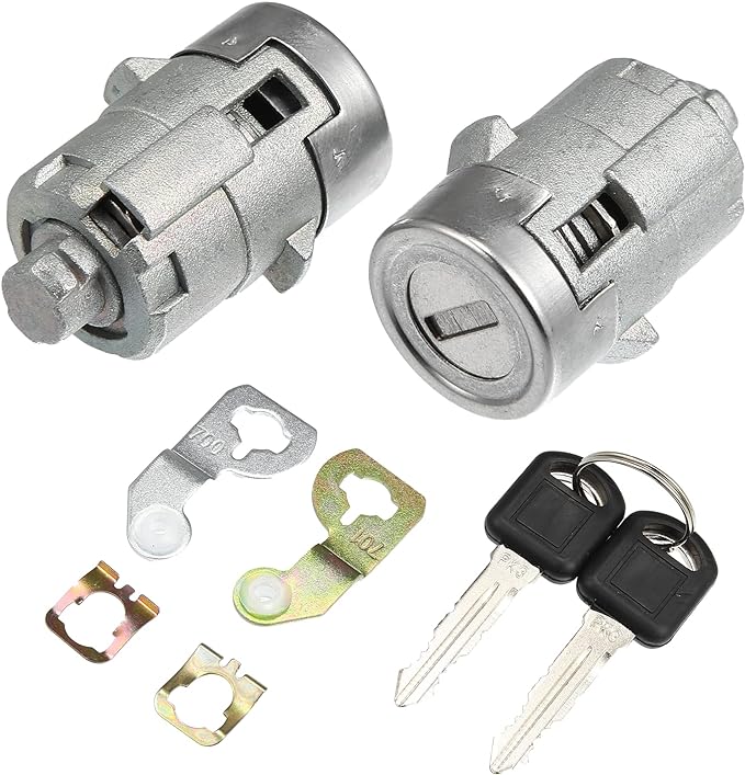 X AUTOHAUX 1 Pair Door Lock Cylinder Set w 2 Key for GMC Sierra 1500 2500 3500 Yukon for Chevy Silverado Tahoe Suburban for Hummer H2 for Cadillac Front Left Right Door Lock Tumbler 15298924