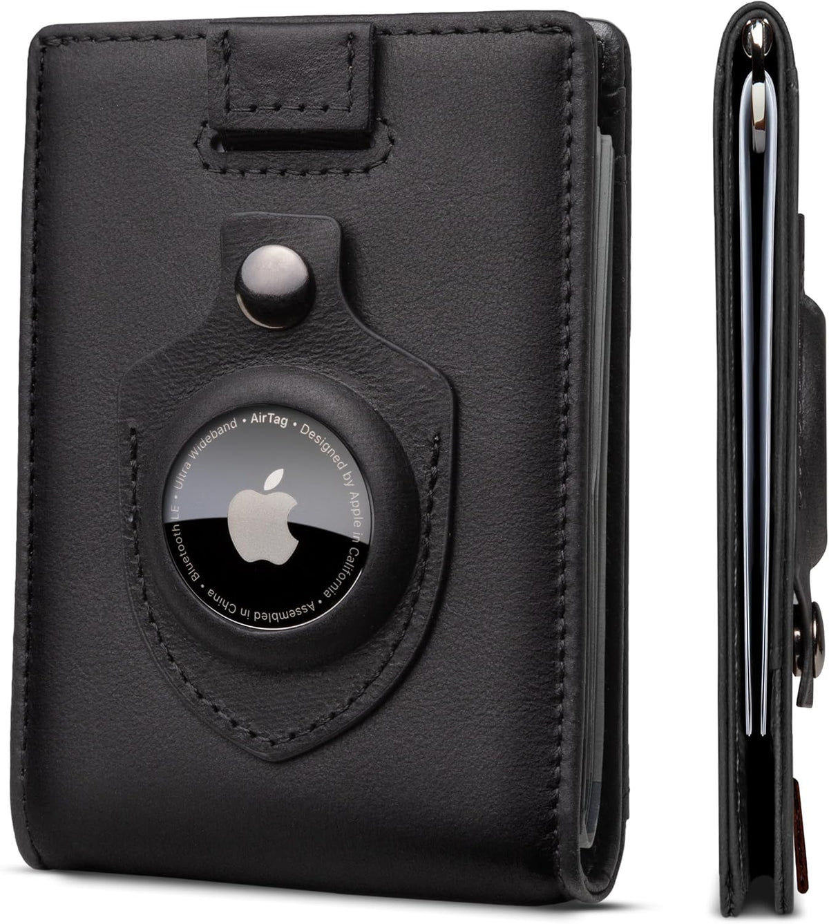 SERMAN BRANDS RFID Blocking Slim Bifold Genuine Leather Minimalist Front Pocket Wallets for Men with Money Clip Thin Men