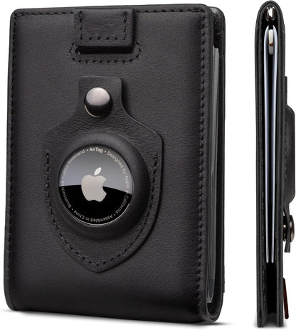 SERMAN BRANDS RFID Blocking Slim Bifold Genuine Leather Minimalist Front Pocket Wallets for Men with Money Clip Thin Men