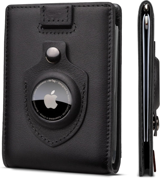 SERMAN BRANDS RFID Blocking Slim Bifold Genuine Leather Minimalist Front Pocket Wallets for Men with Money Clip Thin Men