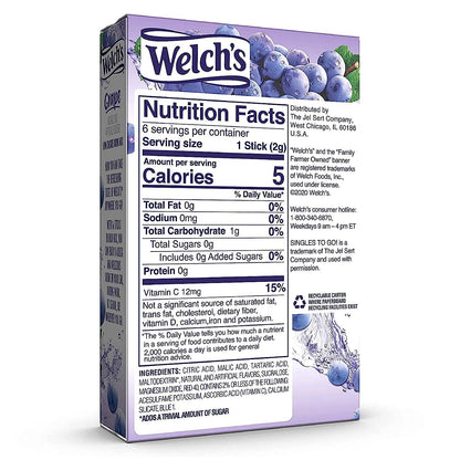 Welch's Grape Singles To Go Drink Mix, 0.45 OZ, 6 CT (Pack of 4)